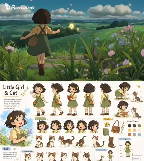 Little Girl & Cat — a 15-second illustrated short