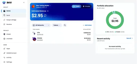 A private-crypto walkthrough — 3 minutes of pure screen capture